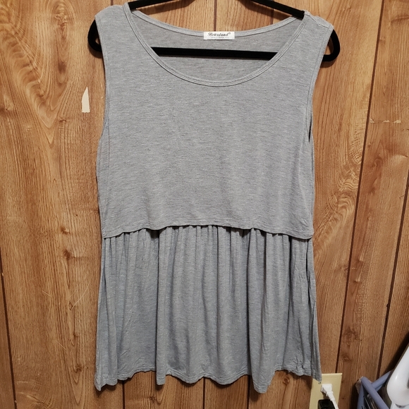Bearsland Tops - Maternity Nursing Tank Top Size Lg Gray Layered Look Layering Piece Bearsland